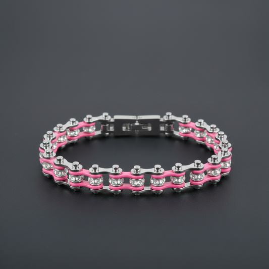 SK2018 Wide Mini Size Two Tone Silver Pink With White