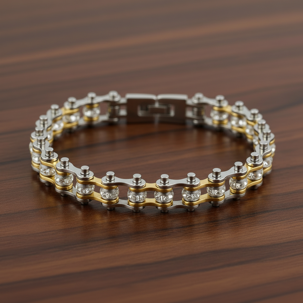SK2096 Mini Size Two Tone Silver Gold With White Crystal