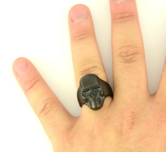 Sk2275 Gents Brushed Gunmetal Skull Ring Stainless Steel Motorcycle Biker Size 9-15 Rings