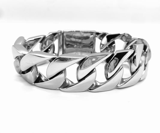 SK1820S Bracelet Shiny Stainless Steel Wide Cuban Link