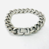 SK4015 1/2" Cuban Link Bracelet 1/2" Silver Color