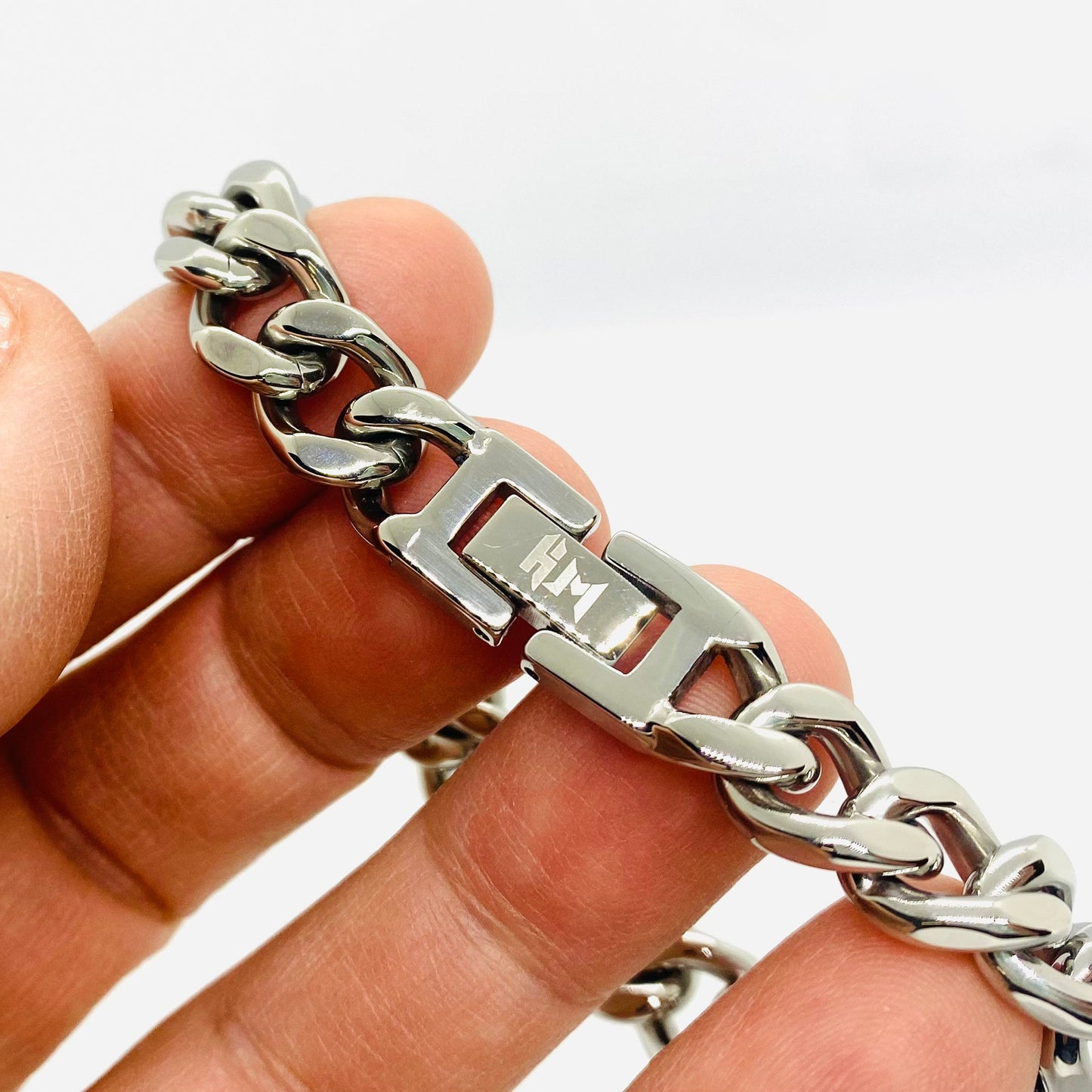 SK4017 3/8’’ Cuban Link Bracelet 3/8’’ Silver Color Bracelet