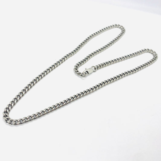 SK4019 Necklace 1/4’’ Wide Cuban Link Silver Color Chains