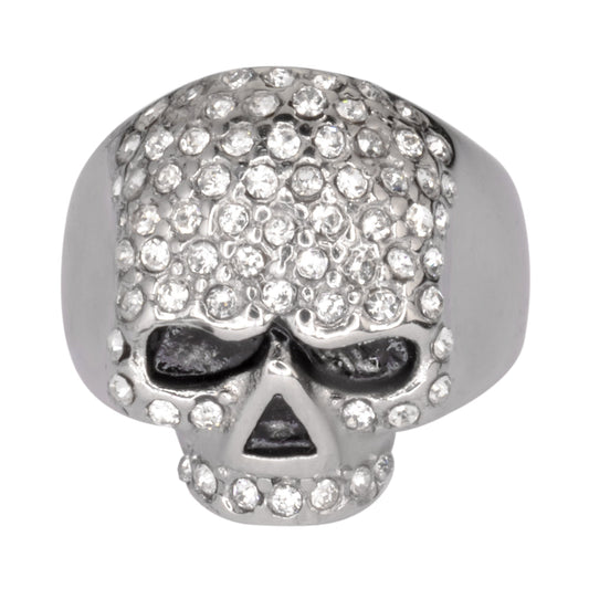 Sk1075 Ladies Bling Skull Imitation Diamond Ring Stainless Steel Motorcycle Jewelry Size 6-10 Rings