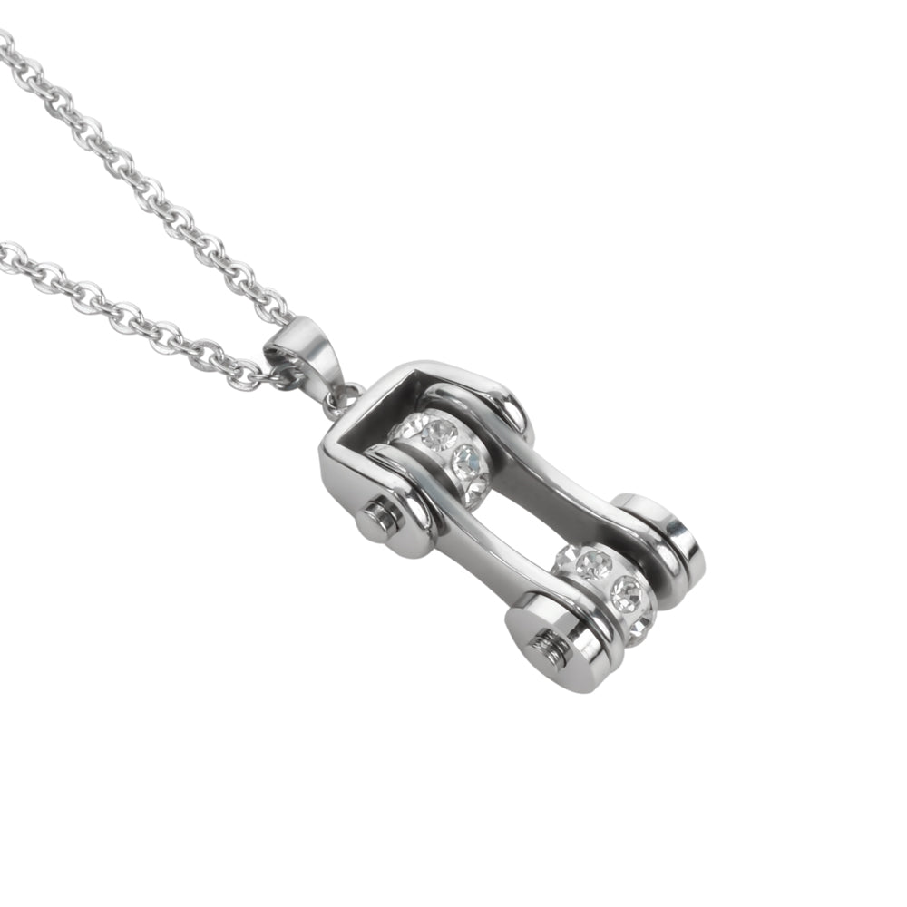 Sk1105N Ladies Bike Chain All Stainless Crystal Bling Necklace 19 Steel Motorcycle Jewelry Necklaces