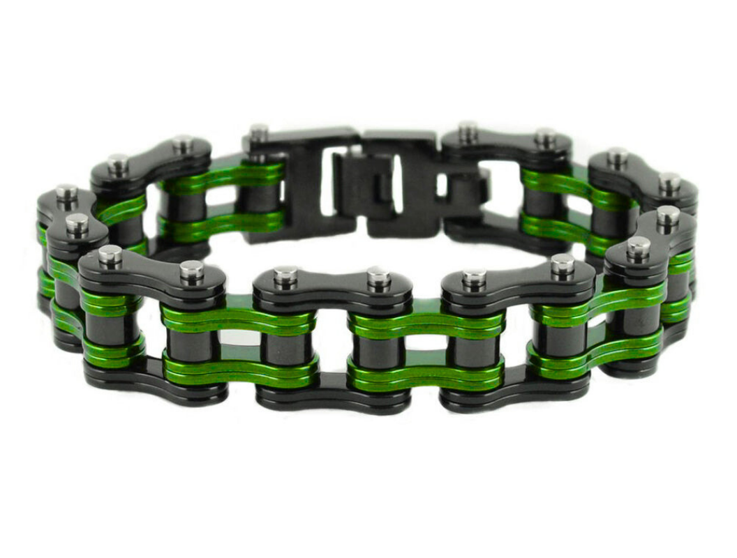 SK1144 Mens Dark Green Black 3/4’’ Bracelet Bracelet