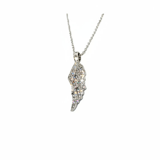 Sk1506 Ladies Angel Wing Crystal Necklace 19 Stainless Steel Motorcycle Jewelry