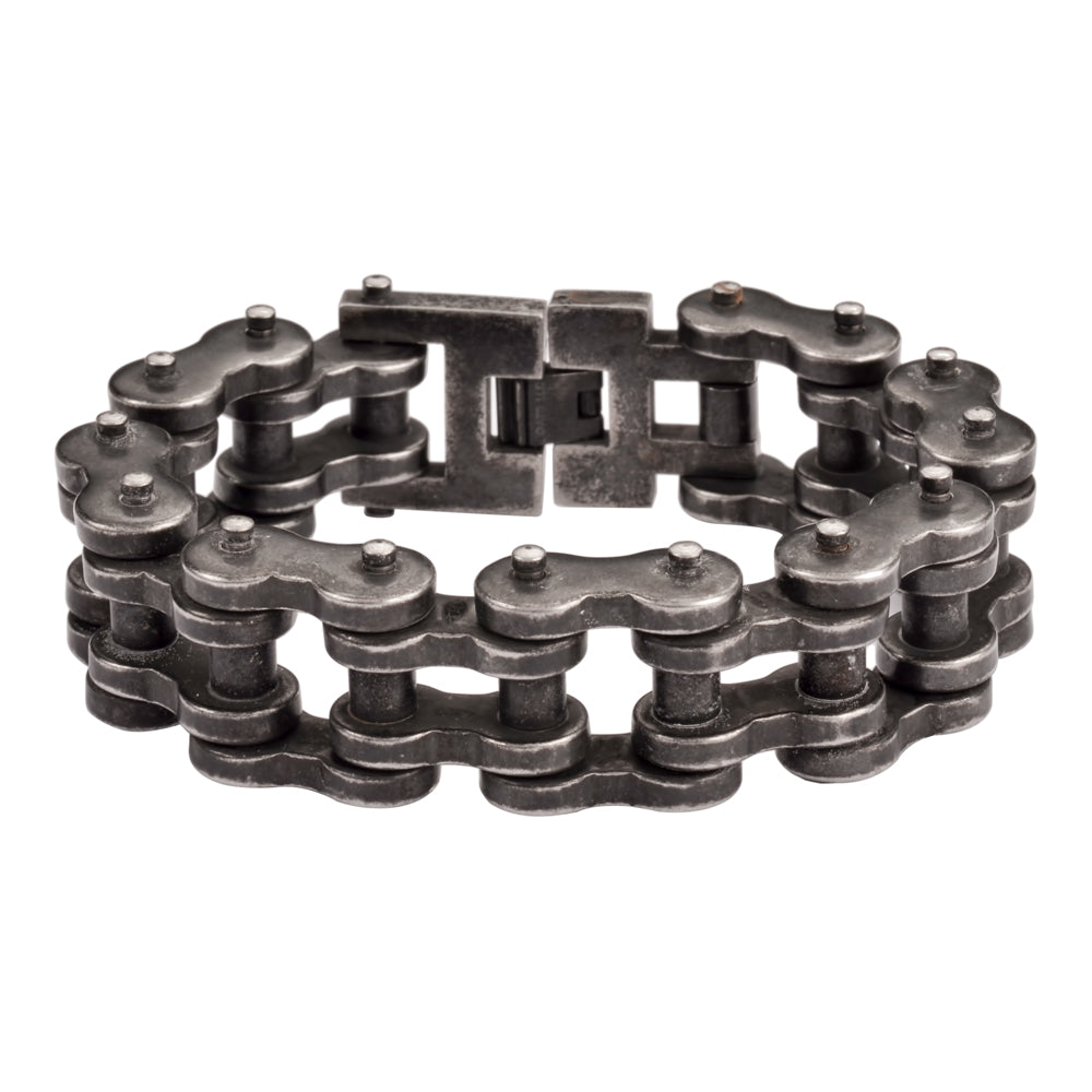 Sk1701 Distressed Antique Finish 1’’ Wide Thick Link Men’s Stainless Steel Motorcycle Chain