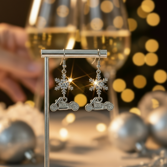 SK2705 Ladies Holiday Earrings Snowflake with Motorcycle Earrings