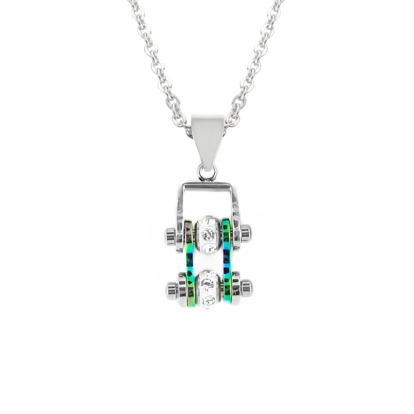 Sk2207N Pendant Mini Chain Link With Necklace Silver Rainbow Stainless Steel Necklaces