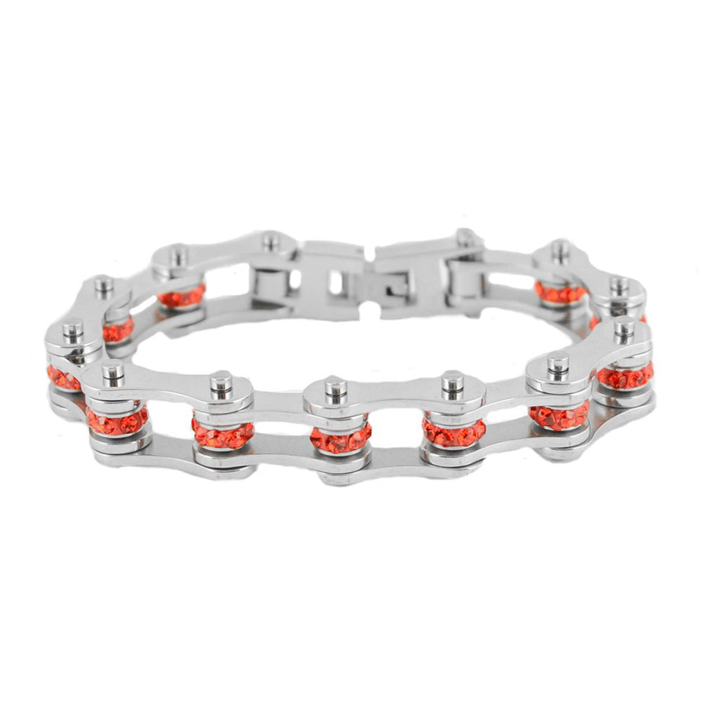 Sk2223 July 1/2’’ Wide Ruby Color Crystal Centers Bracelet