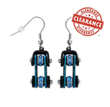 Sk1202E Two Tone Black Blue With Crystal Centers Bike Chain Earrings Stainless Steel Motorcycle