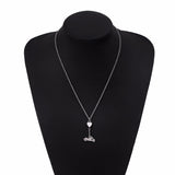 Sk2707N Heart Crystal Motorcycle Necklace - Clear Stone Necklaces