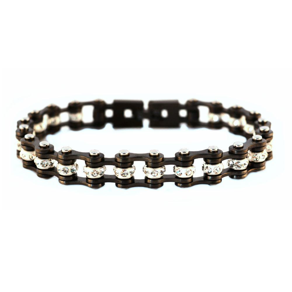 SK2020 Mini Size Gunmetal With White Crystal Centers