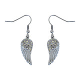 SK2536 Mini White Painted Winged French Wire Earring White Imitation Crystals