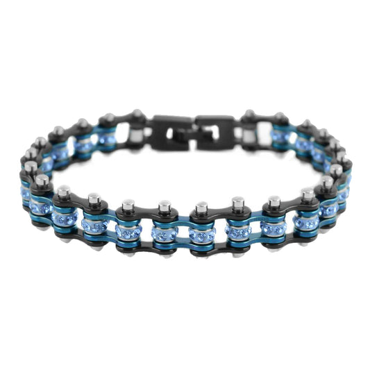 SK2202 Wide Mini Size Two Tone Black Blue With Blue Crystal