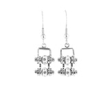 SK2005E MINI All Silver With Crystal Centers Bike Chain Earrings Stainless Steel Motorcycle Biker Jewelry