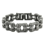 SK1841 All New GUNMETAL FINISH 3/4" Wide Double Link Design Mens Stainless Steel Motorcycle Chain Bracelet