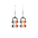 SK2012E  MINI Two Tone Black Orange With Crystal Centers Bike Chain Earrings Stainless Steel Motorcycle Biker Jewelry