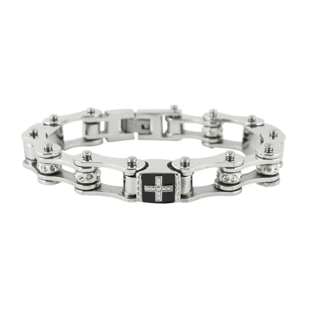 Crystal Cross Bike Chain Bracelet