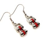 2214E July Edition Ladies Mini Mini 3/8" Wide Stainless Steel Ruby Imitation Crystal Earrings