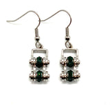 2212E May Edition Ladies Mini Mini 3/8" Wide Stainless Steel Emerald Imitation Crystal Earrings