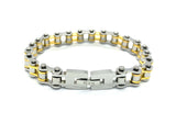 SK2288 NEW Simple Mini 3/8" Wide MINI MINI SIZE All Stainless Steel Silver and Gold Motorcycle Bike Chain Bracelet