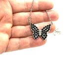 SK2701 Ladies Black Butterfly Sparkling Crystal Stainless Steel Necklace