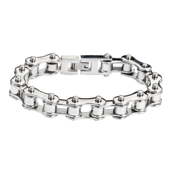 SK1123 All Stainless 1/2" Wide Original Design Unisex Stainless Steel Motorcycle Chain Bracelet