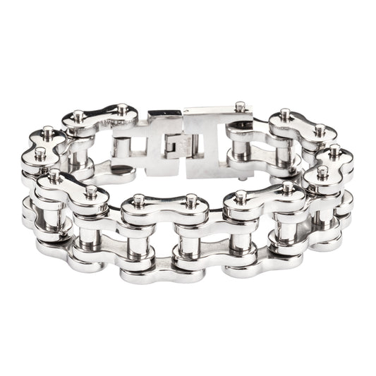 SK1177 All Stainless 1" Wide THICK LINK Men's Stainless Steel Motorcycle Chain Bracelet