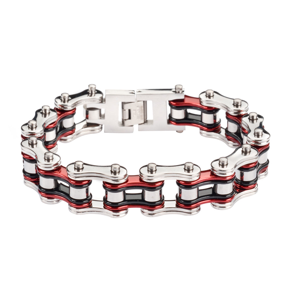 SK1220 Tri-Color Silver Candy Red Black Bracelet