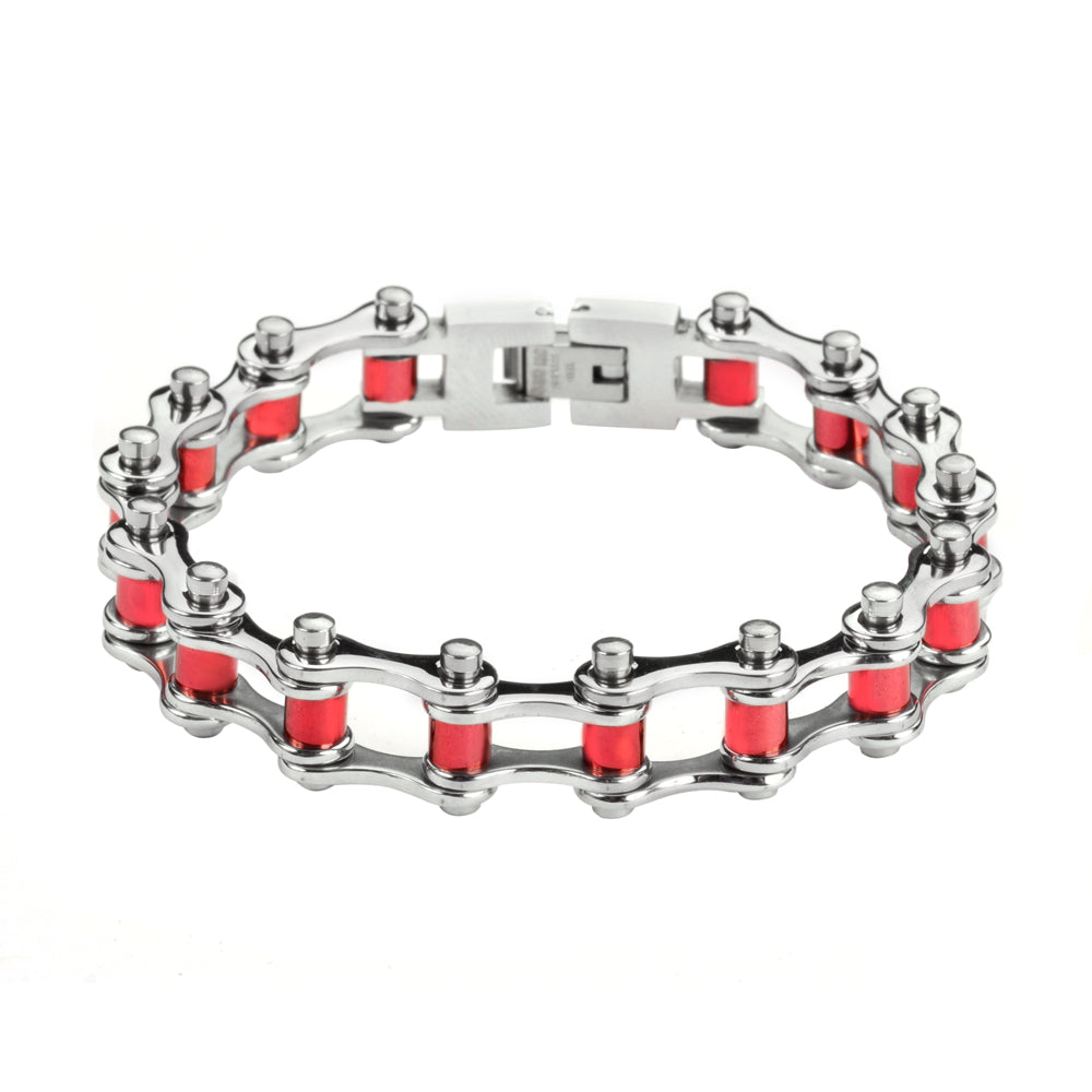 SK1298 Wide All Stainless Steel Red Rollers Stainless Steel