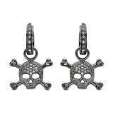 SK1522  Hoop Bling Black Skull Earrings Imitation Diamonds Stainless Steel Motorcycle Biker Jewelry