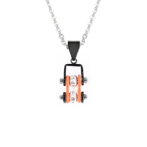 SK2012N Pendant Mini Mini Chain Link With Necklace Black Orange Stainless Steel