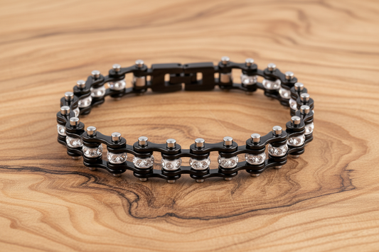 SK2017 Wide Mini Size All Black With White Crystal Centers