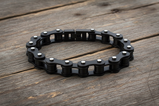 SK1123G Gunmetal Wide Bike Chain Bracelet - 1/2" Wide