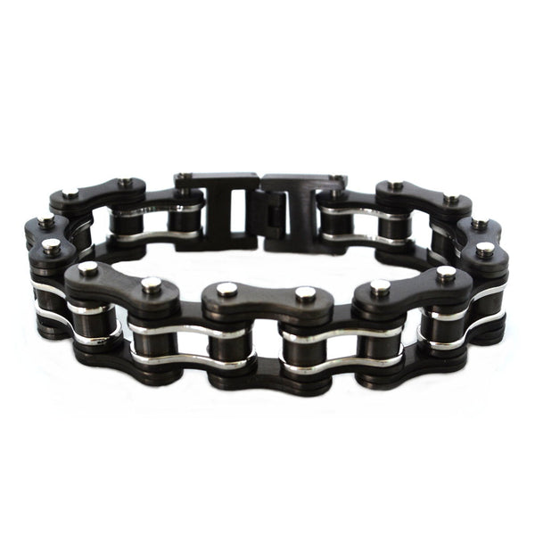 Sk1125G Gunmetal Silver 3/4’ Wide Double Link Design Unisex Stainless Steel Motorcycle Chain