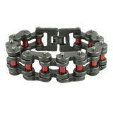 Sk1817 Distressed Antique Finish 1’’ Wide With Candy Red Rollers Thick Link Stainless Steel