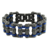 Sk1823 1’’ Wide Two Tone Distressed Finish Candy Blue Links Unisex Stainless Steel Motorcycle