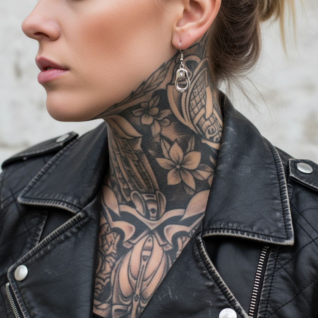 SK1464  Small Handcuff  Earrings French Wire Stainless Steel Motorcycle Biker Jewelry