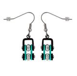Sk2023E Mini Size Earrings Two Tone Black Aquamarine With White Crystal Centers Stainless Steel