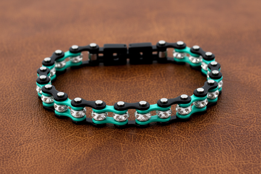 SK2023 Wide Mini Size Two Tone Black Aquamarine With White