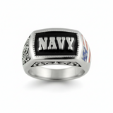 SK1835 Ladies Or Men's Navy Ring Enameled American Flag Stainless Steel Military Jewelry