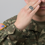 SK1836 Ladies Or Men's Army Ring Enameled American Flag Stainless Steel Military Jewelry