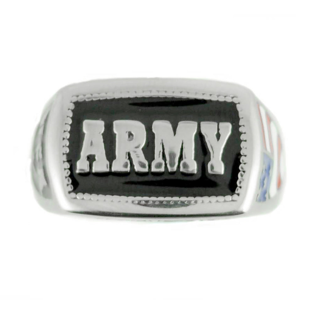 SK1836 Ladies Or Men's Army Ring Enameled American Flag Stainless Stee ...