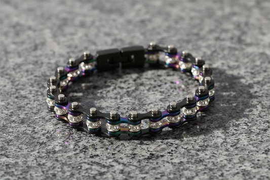 SK2208 Wide MNIN Mini Size Black Rainbow Ladies Crystal