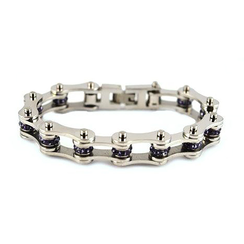Sk2229 June 1/2’’ Wide Alexandrite Color Crystal Centers Bracelet