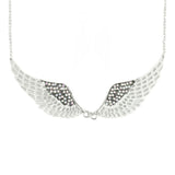 Sk2240 Silver Black Painted Winged Necklace Imitation Crystals Necklaces