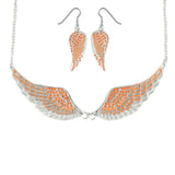 Sk2241B Combo Set Orange Painted Winged Earring + Necklace Imitation Crystal & Earrings