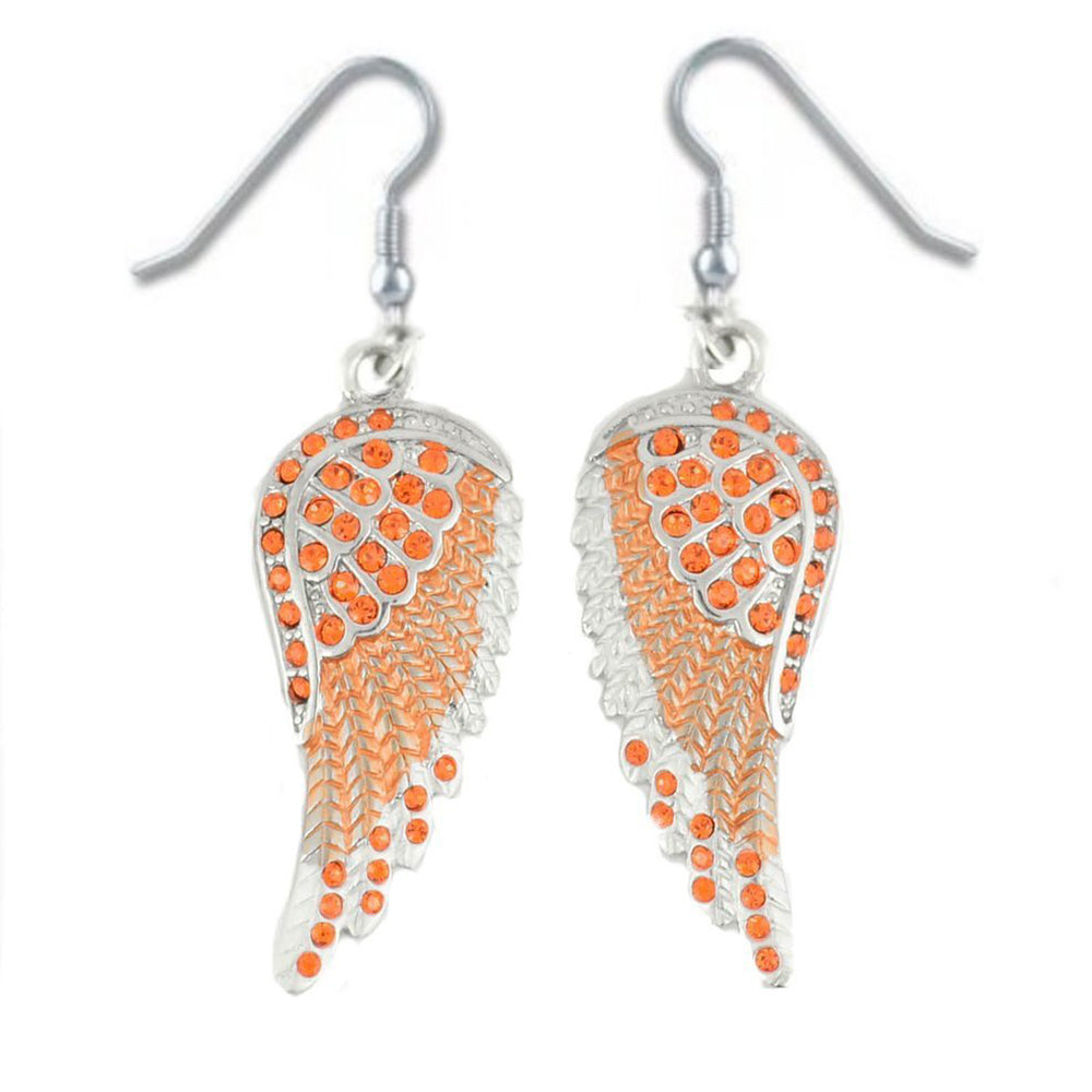 Sk2248 Orange Painted Winged French Wire Earring Imitation Crystals Earrings